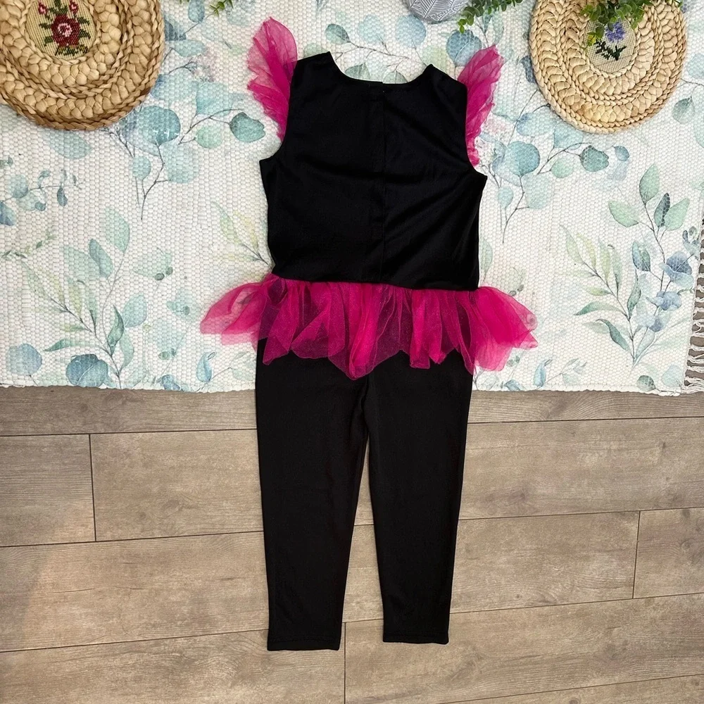 Vintage Halloween Costume Black Vibrant Colored Skeleton Jumpsuit Romper Girls